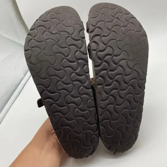 Birkenstock Dark Chocolate Brown Mayari Strappy Leather Cork Sandals Women 38.5 - Picture 7 of 8